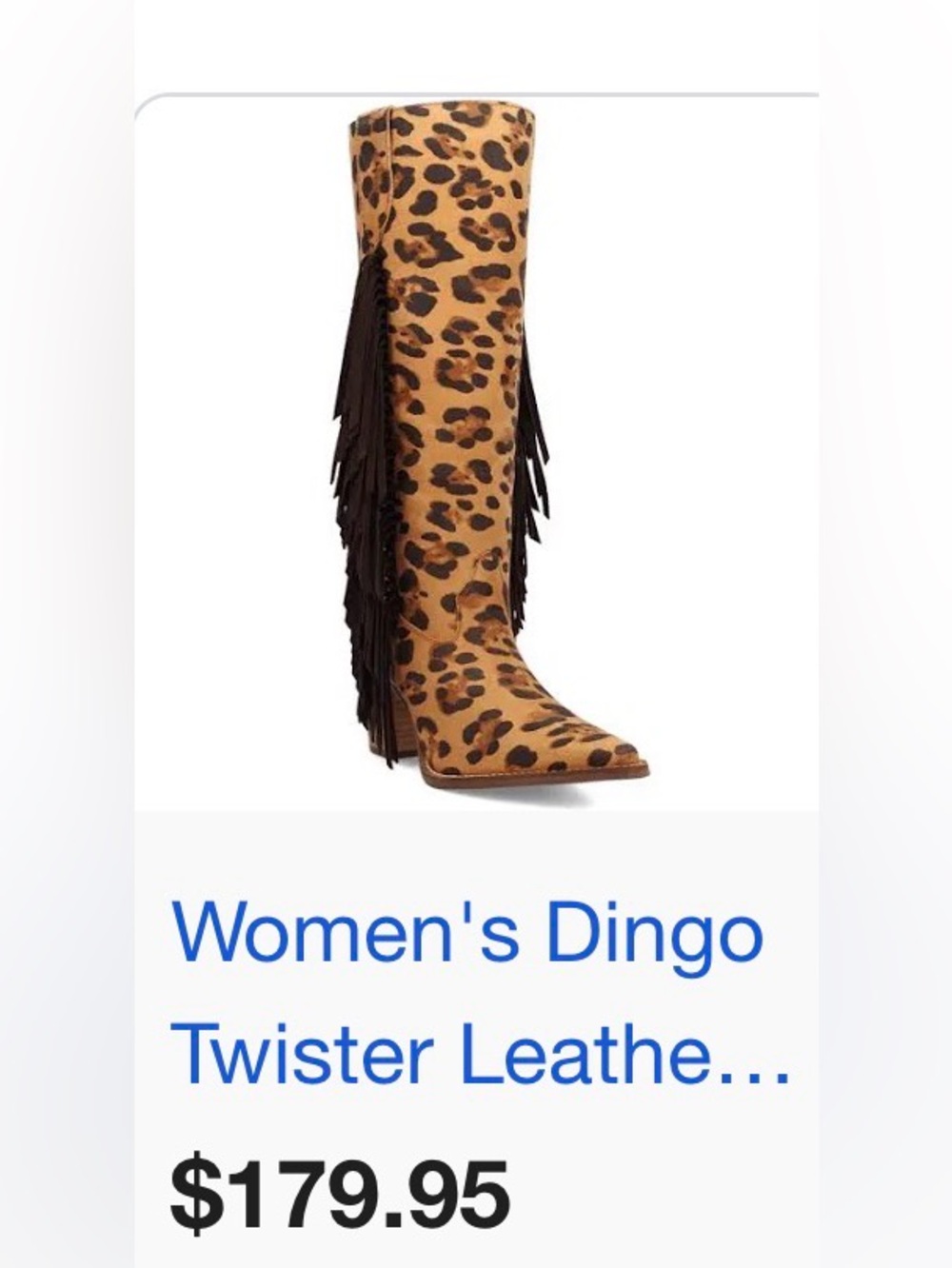 Dingo Leopard Print Fringe Cowgirl Western Boot - Picture 11 of 12